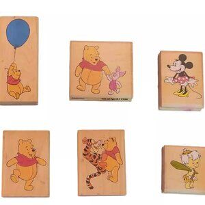 Lot of 6 Rubber Stampede Stamps Winnie the Pooh Flintstones Bamm Bamm Minnie Mou